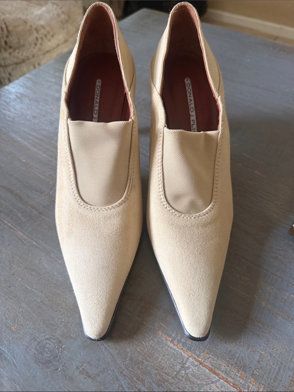 Donald J. Pliner Beige Pointed-Toe Slip-On Heels